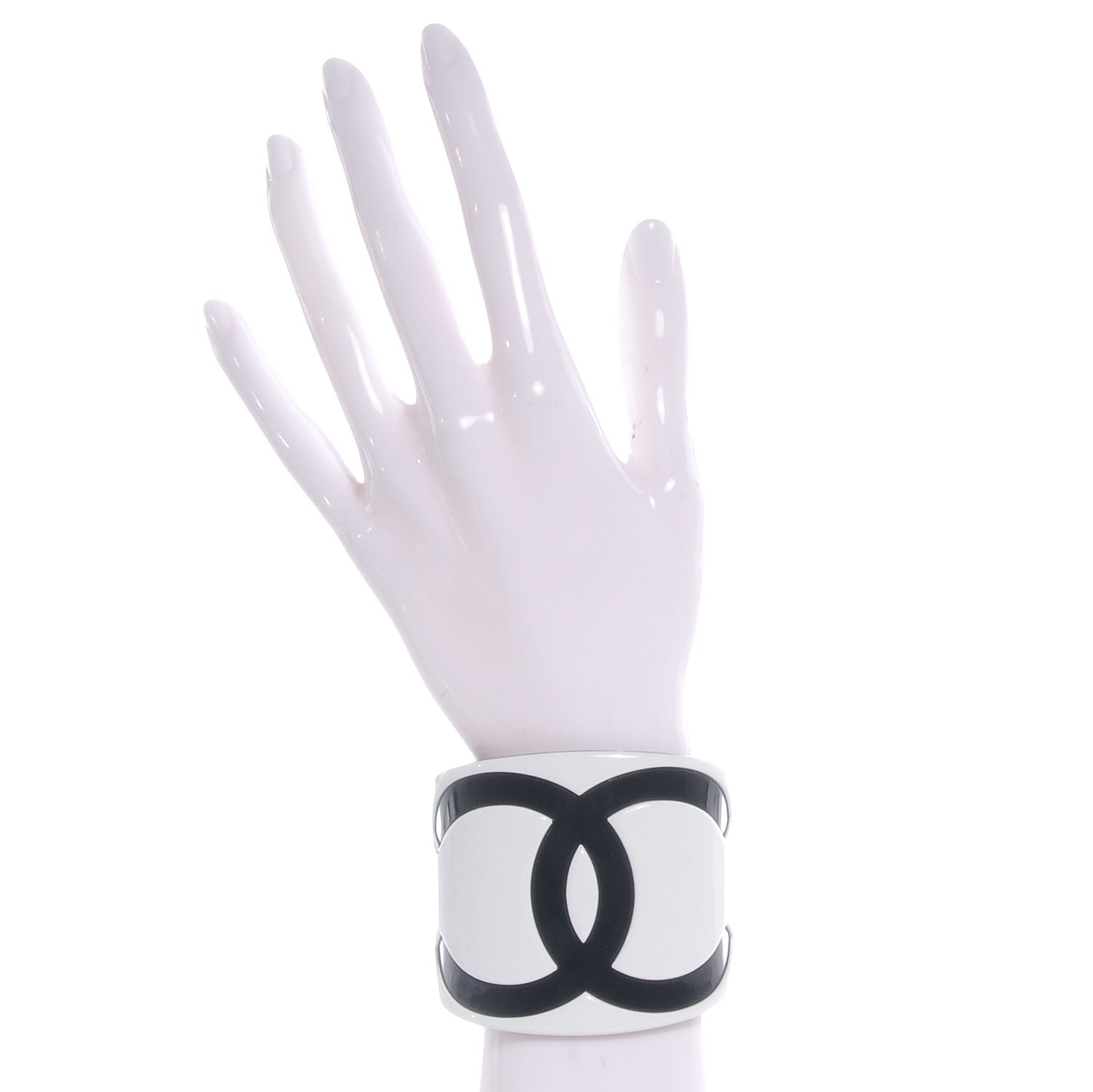 Chanel Resin CC Cuff Black White 2 of 5