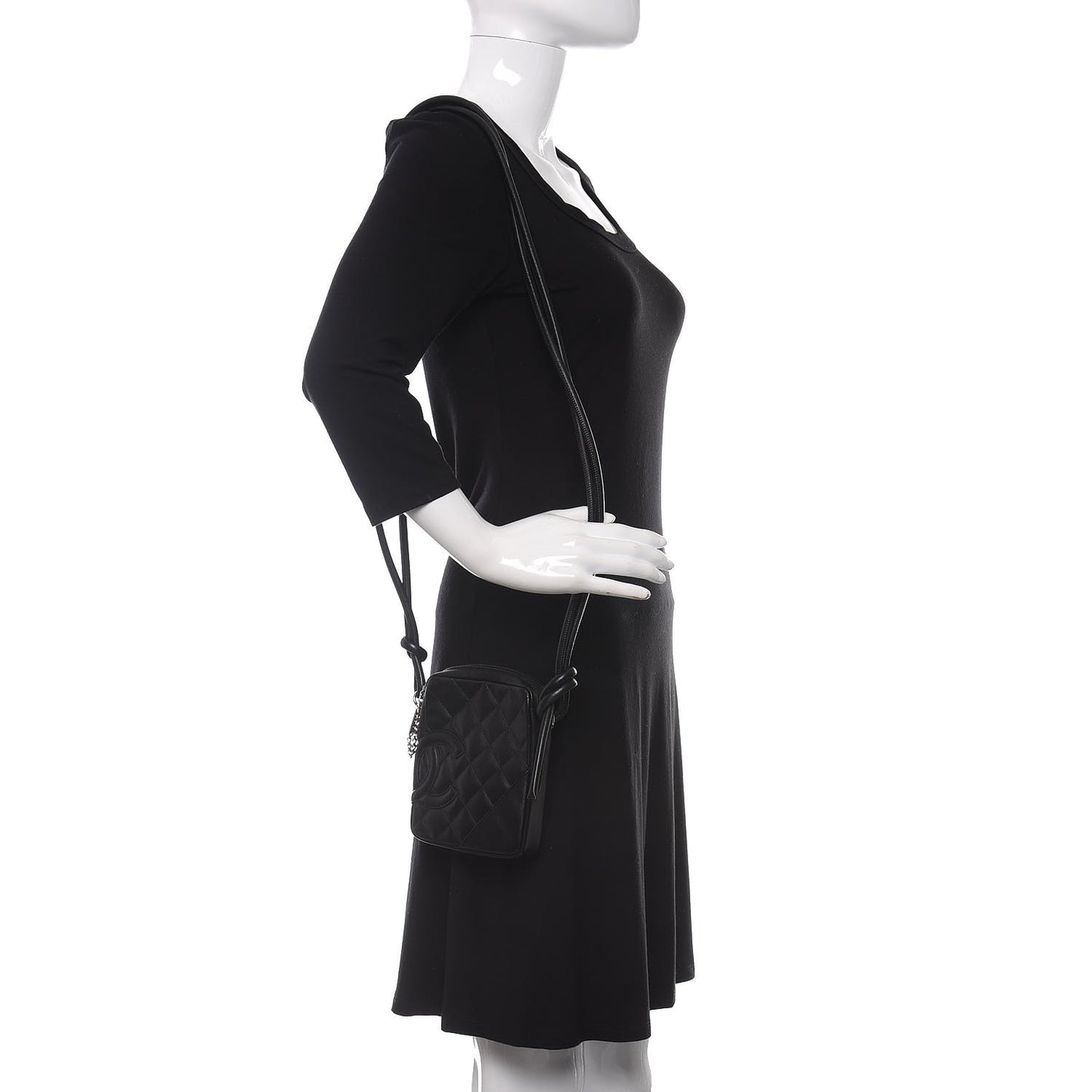 Calfskin Quilted Small Cambon Messenger Black