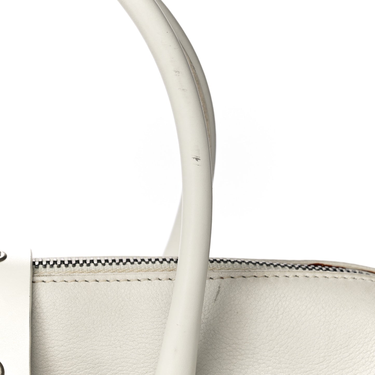 Grained Calfskin Street Chic Top Handle Bag White