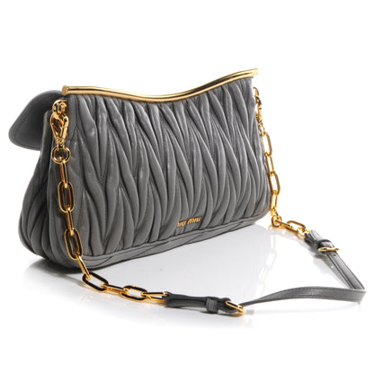 Miu Miu Leather Matelasse Frame Bag Grey 3 of 7