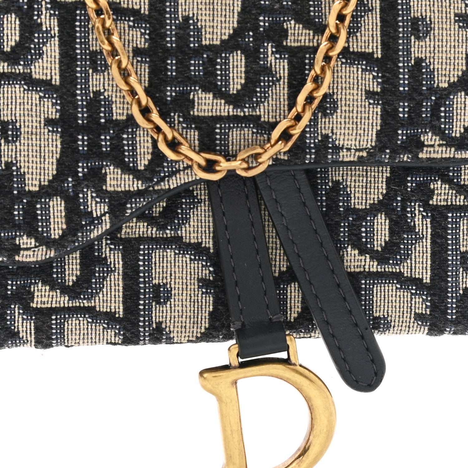 Christian Dior Oblique Nano Saddle Chain Pouch Blue 7 of 8