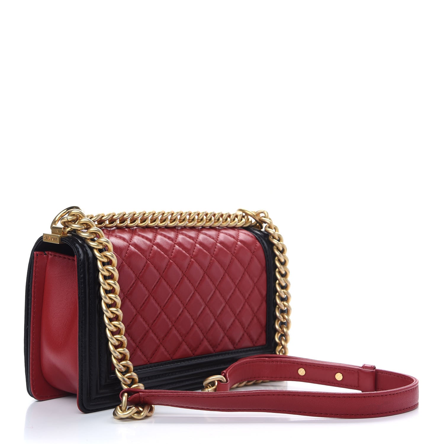 Chanel Lambskin Quilted Medium Boy Flap Dark Red Black 3 of 10