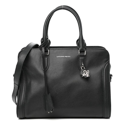 Alexander McQueen Pebbled Calfskin Small Skull Padlock Zip Around Tote Black 1 of 12