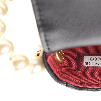 Chanel Calfskin Quilted About Pearls Card Holder Flap With Chain Black 10 of 12