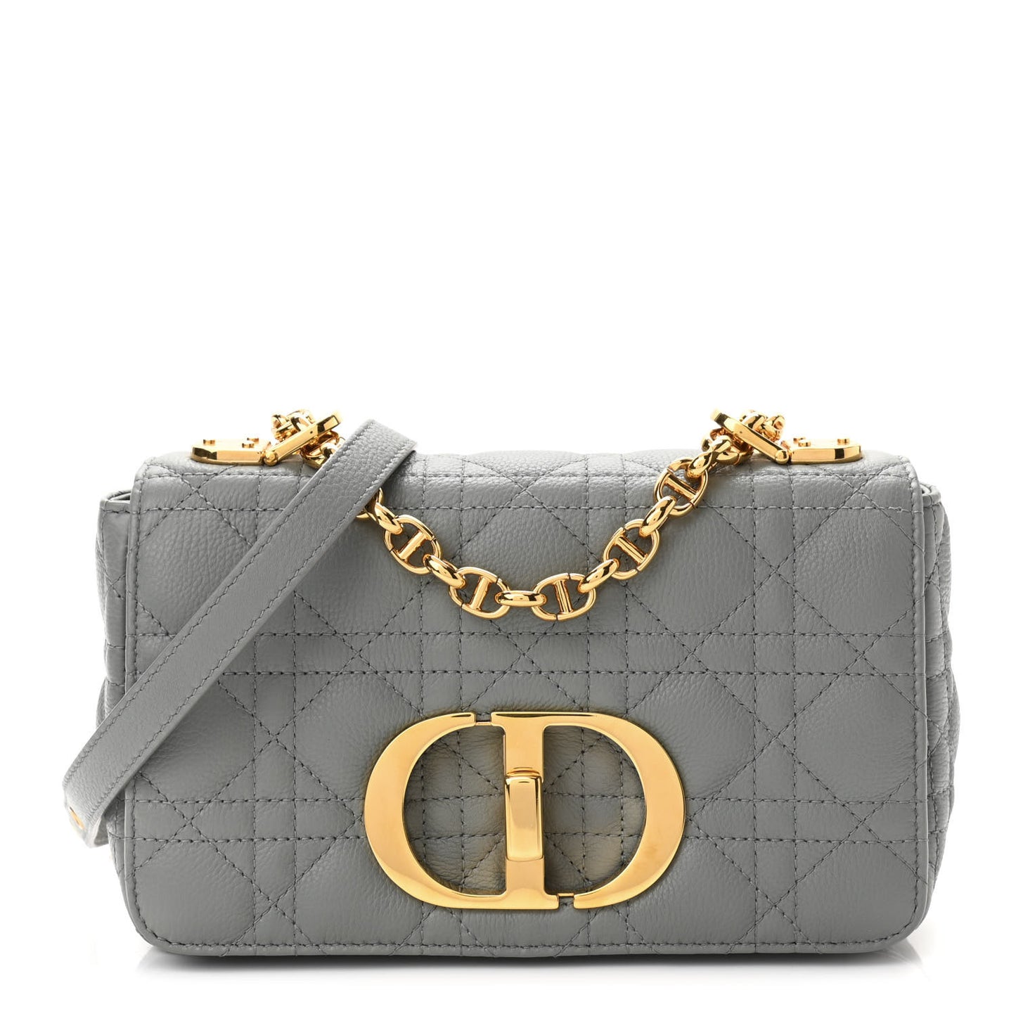 Calfskin Cannage Small Caro Bag Grey