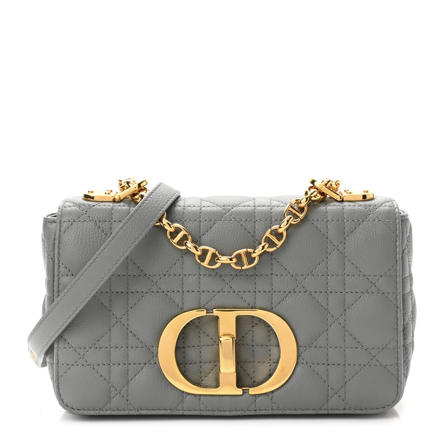 Christian Dior Calfskin Cannage Small Caro Bag Grey 1 of 11