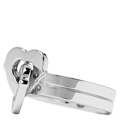 Cartier 18K White Gold Diamond Double Heart Ring 48 4.5 2 of 4