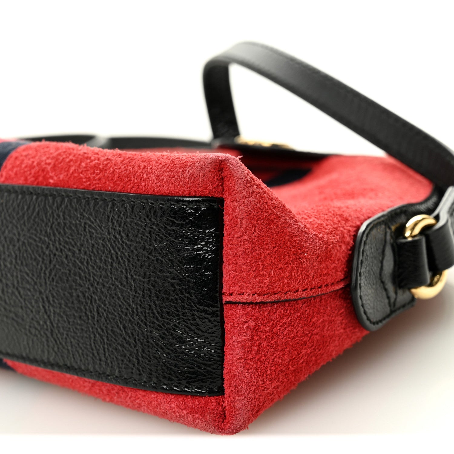 Gucci Suede Patent Web GG Small Ophidia Dome Shoulder Bag Hibiscus Red 10 of 10