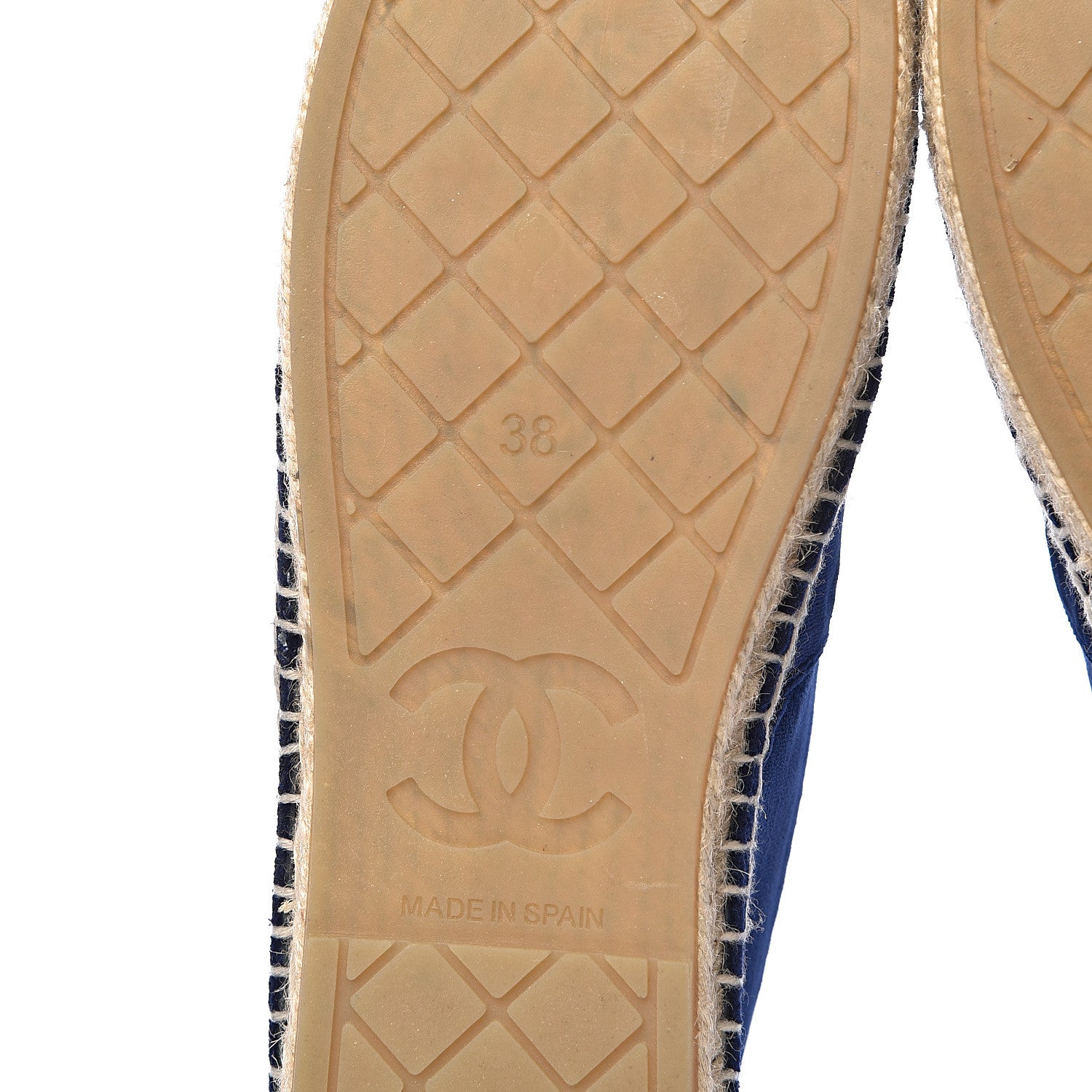 Chanel Velvet Logo Espadrilles 38 Navy Black 6 of 10