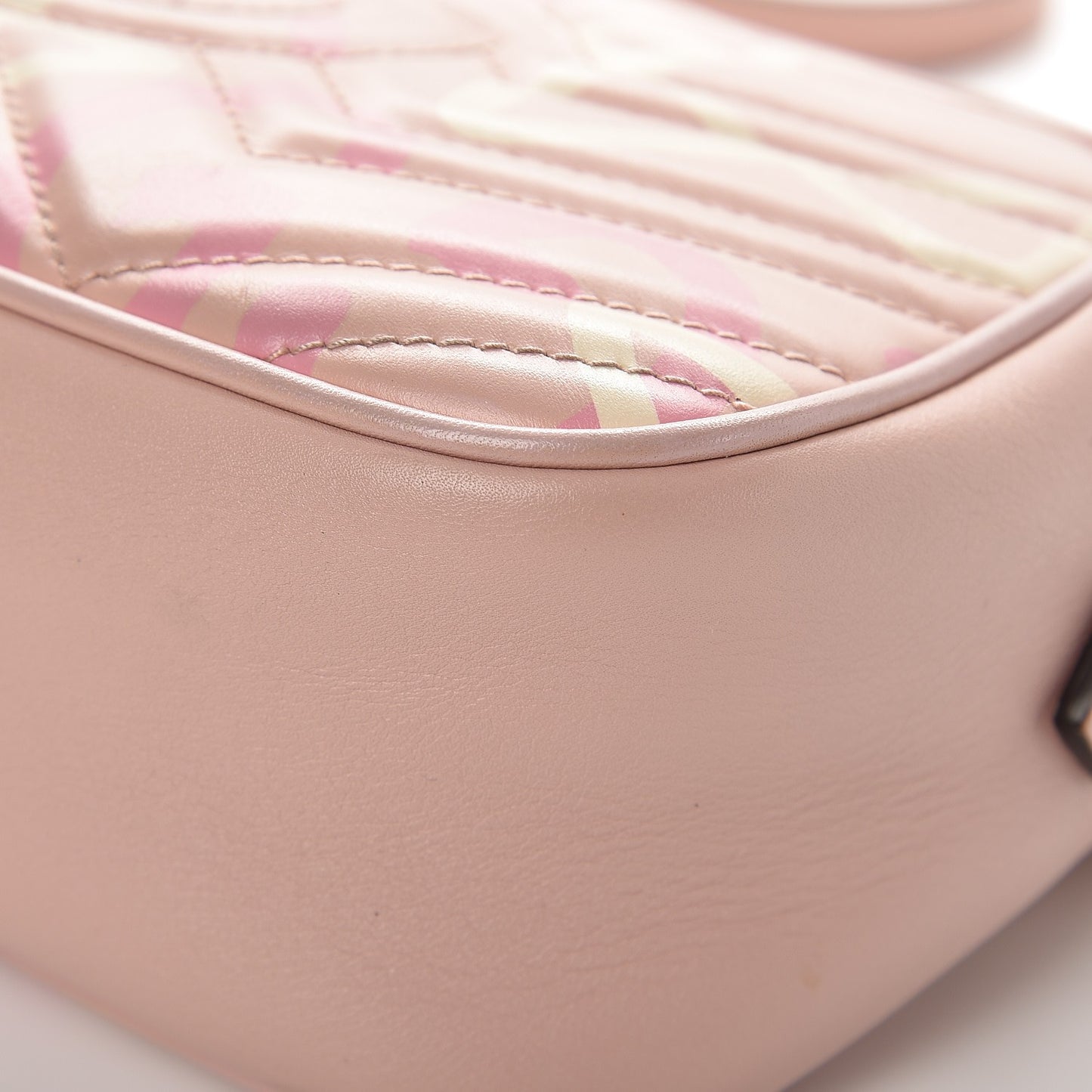 Calfskin Matelasse GucciGhost Small GG Marmont Chain Shoulder Bag Perfect Pink Rosa Ivory