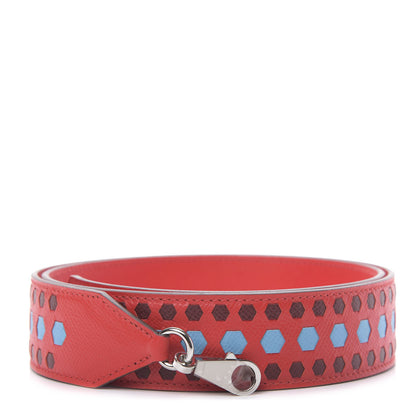 Hermes Epsom 40mm Mousqetons Tressage Shoulder Strap Rouge Coeur Bleu du Nord Rouge H 1 of 5