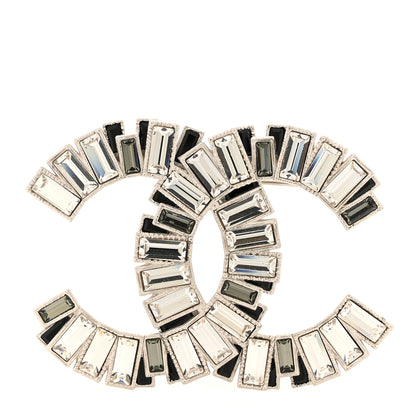 Chanel Baguette Crystal CC Brooch Silver Black 1 of 4