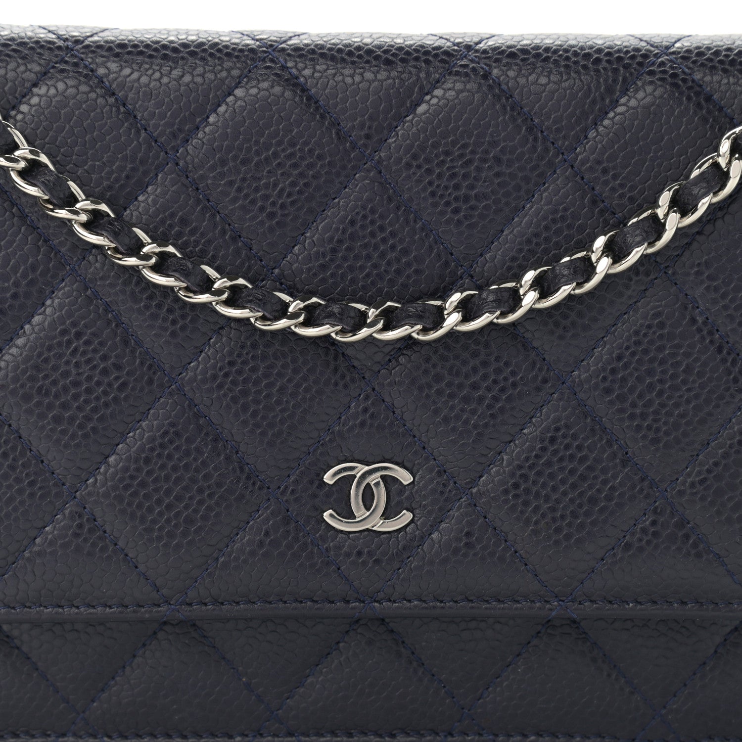 Chanel Caviar Quilted Wallet On Chain WOC Navy Blue 13 of 14