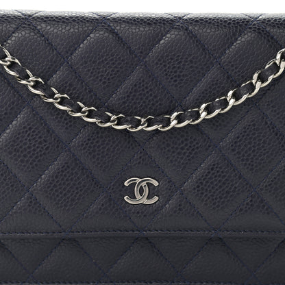Chanel Caviar Quilted Wallet On Chain WOC Navy Blue 13 of 14