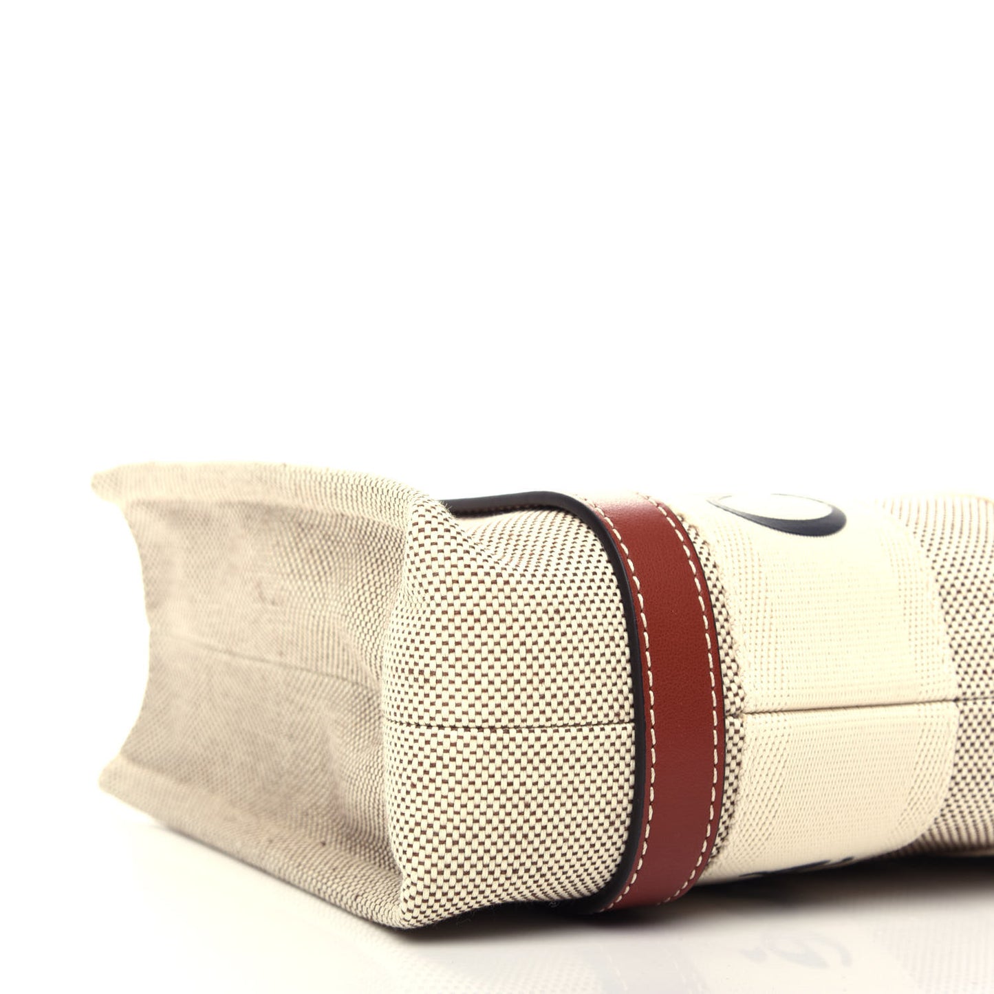 Cotton Calfskin Small Woody Ribbon Tote White Brown