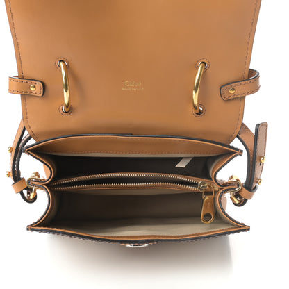 Chloe Calfskin Crocodile Embossed Canvas Small Aby Day Shoulder Bag Honey Gold 5 of 8