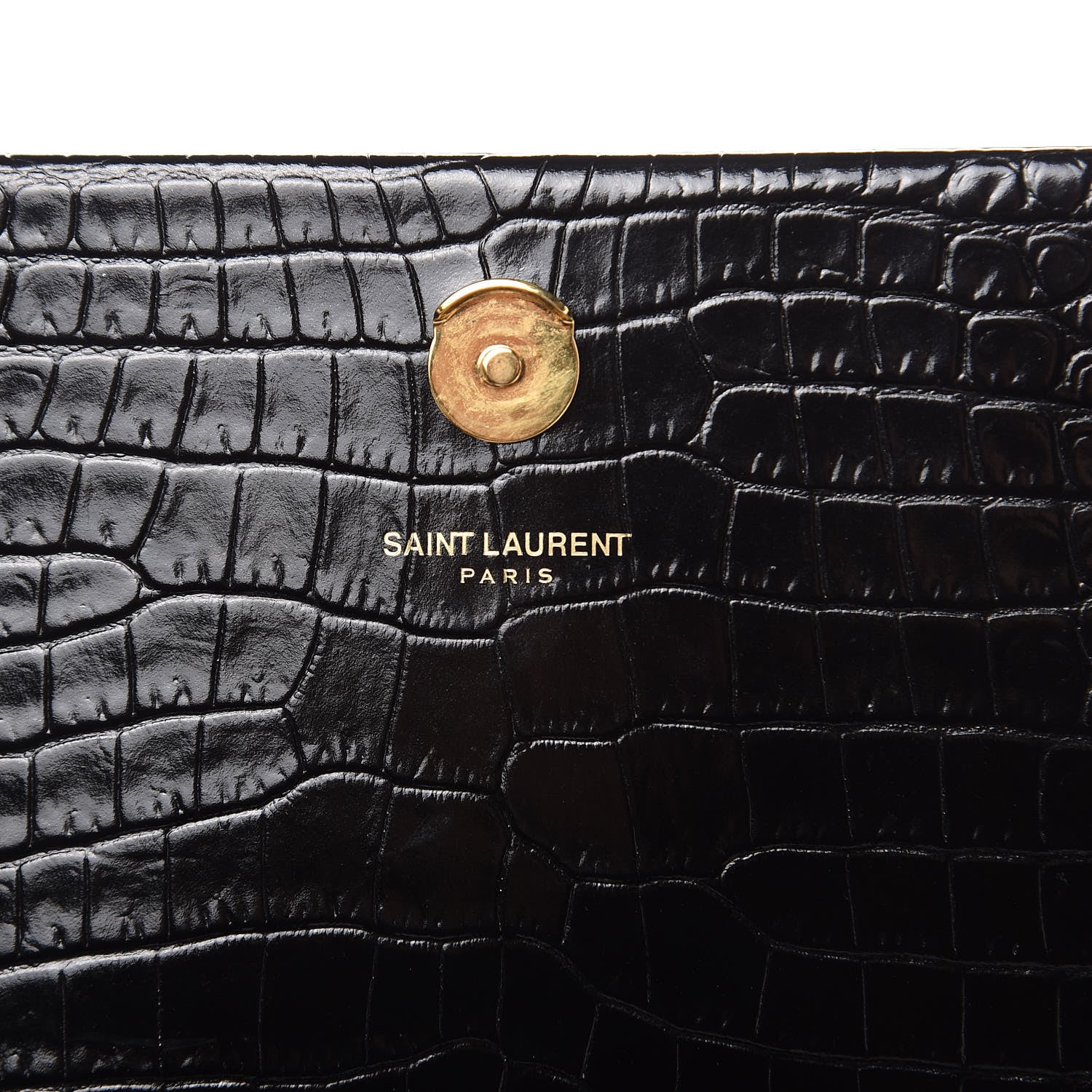 Saint Laurent Calfskin Crocodile Embossed Medium Classic Monogram Kate Tassel Satchel Black 7 of 11