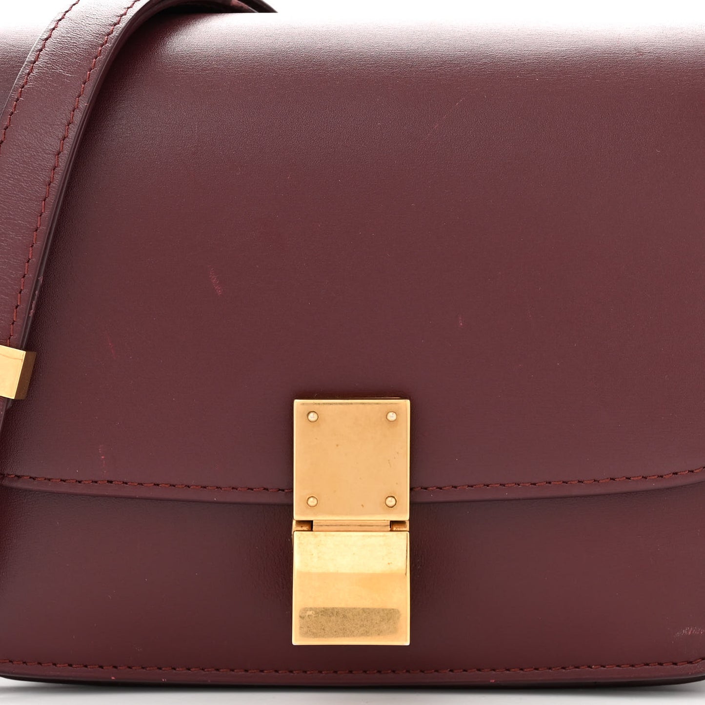 Box Calfskin Small Classic Box Flap Bag Burgundy