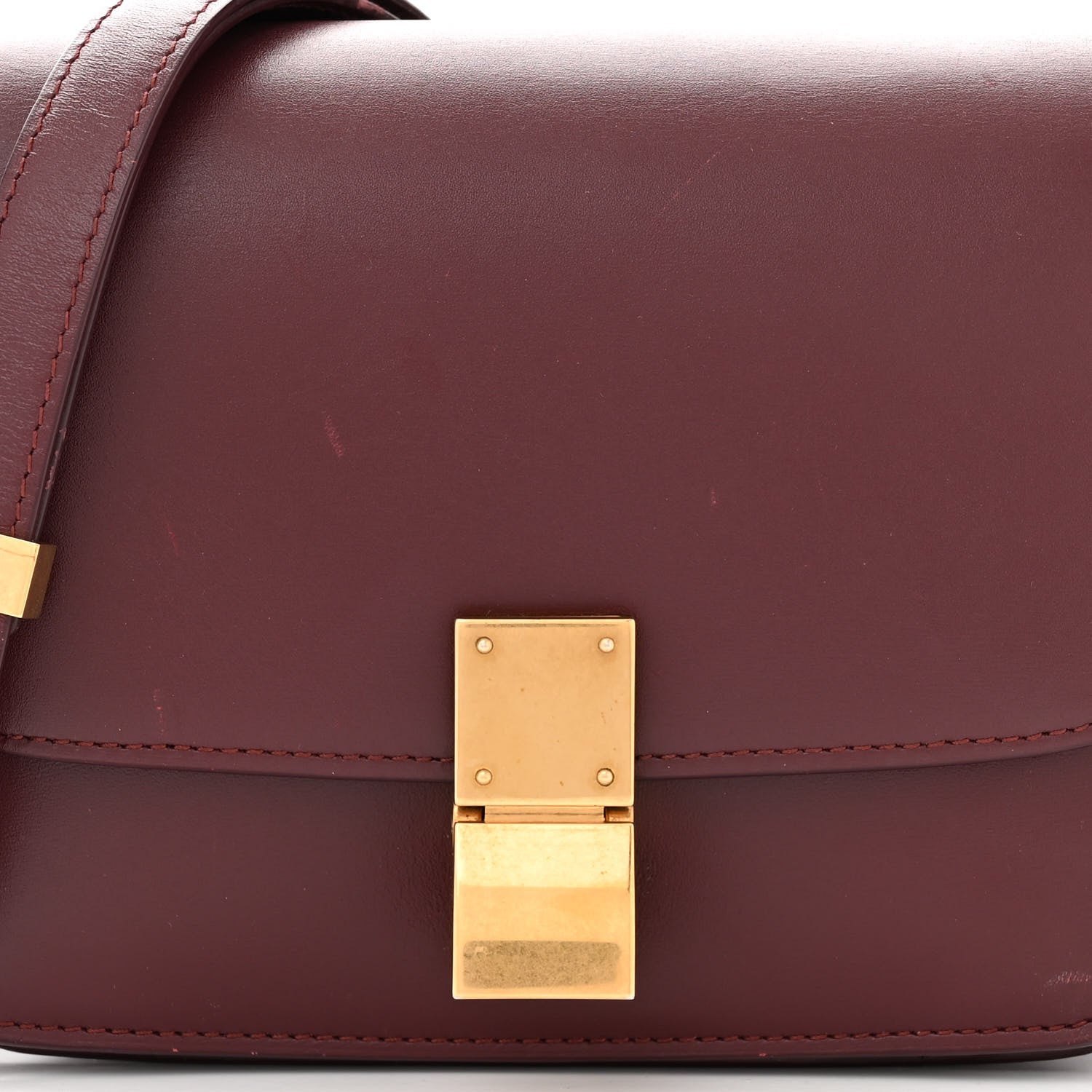 Celine Box Calfskin Small Classic Box Flap Bag Burgundy 7 of 15