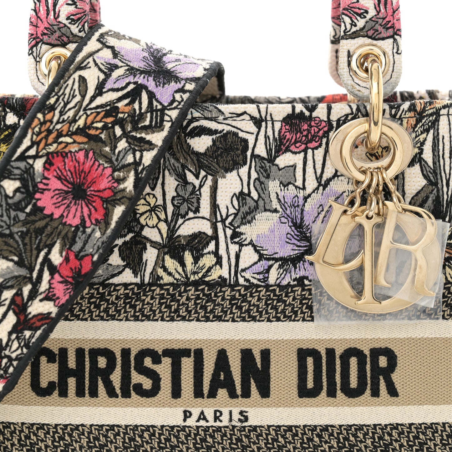 Canvas Embroidered Mille Fleurs Medium Lady D-Lite Multicolor
