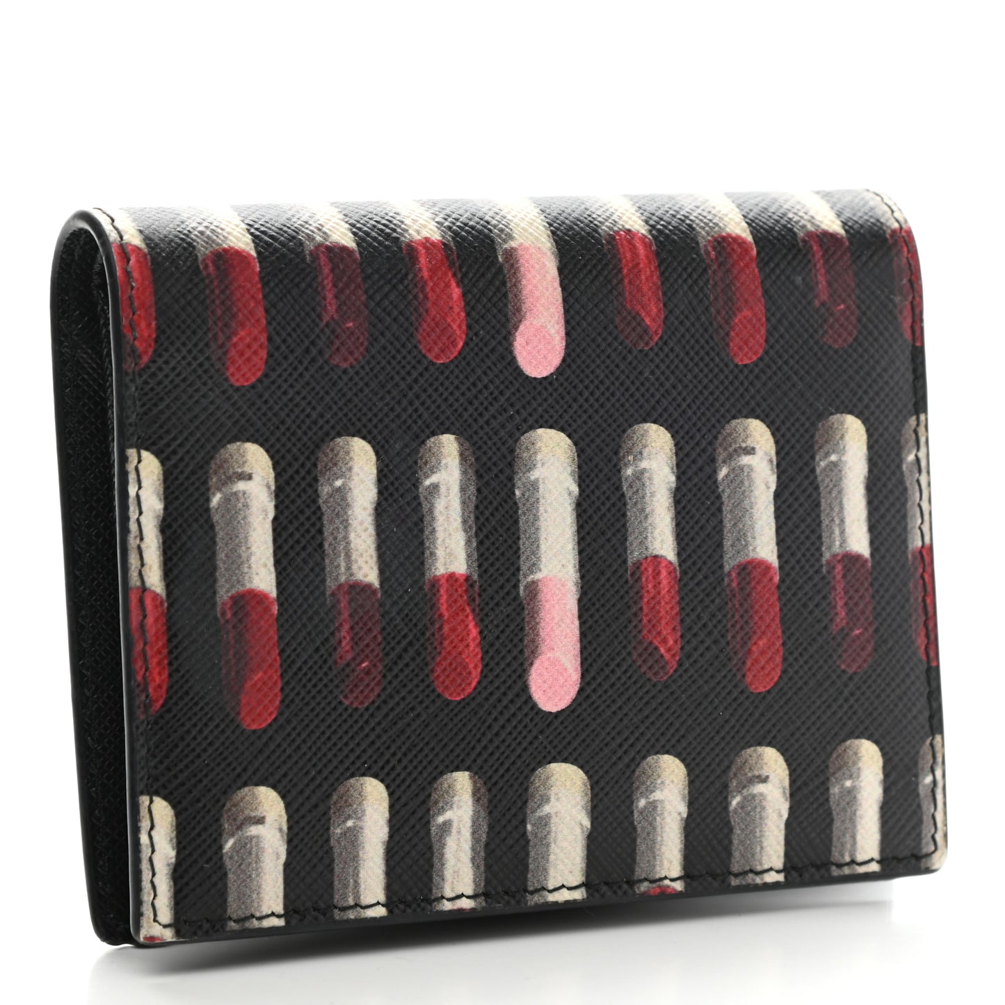 Saffiano Lipstick Print Bi-Fold Wallet Black