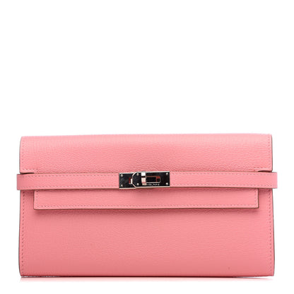Hermes Chevre Mysore Kelly Longue Wallet Rose Confetti 1 of 8