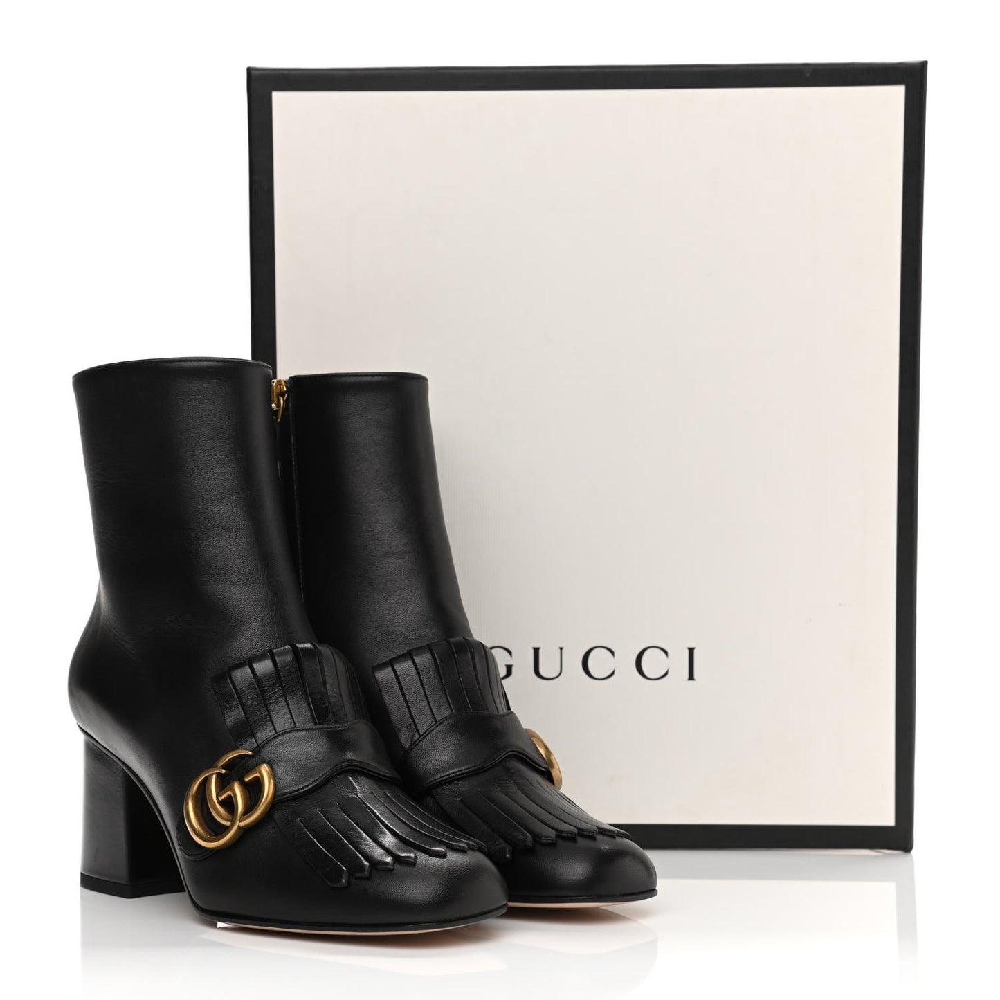 Malaga Kid GG Marmont Fringe 75mm Ankle Boots 37.5 Black