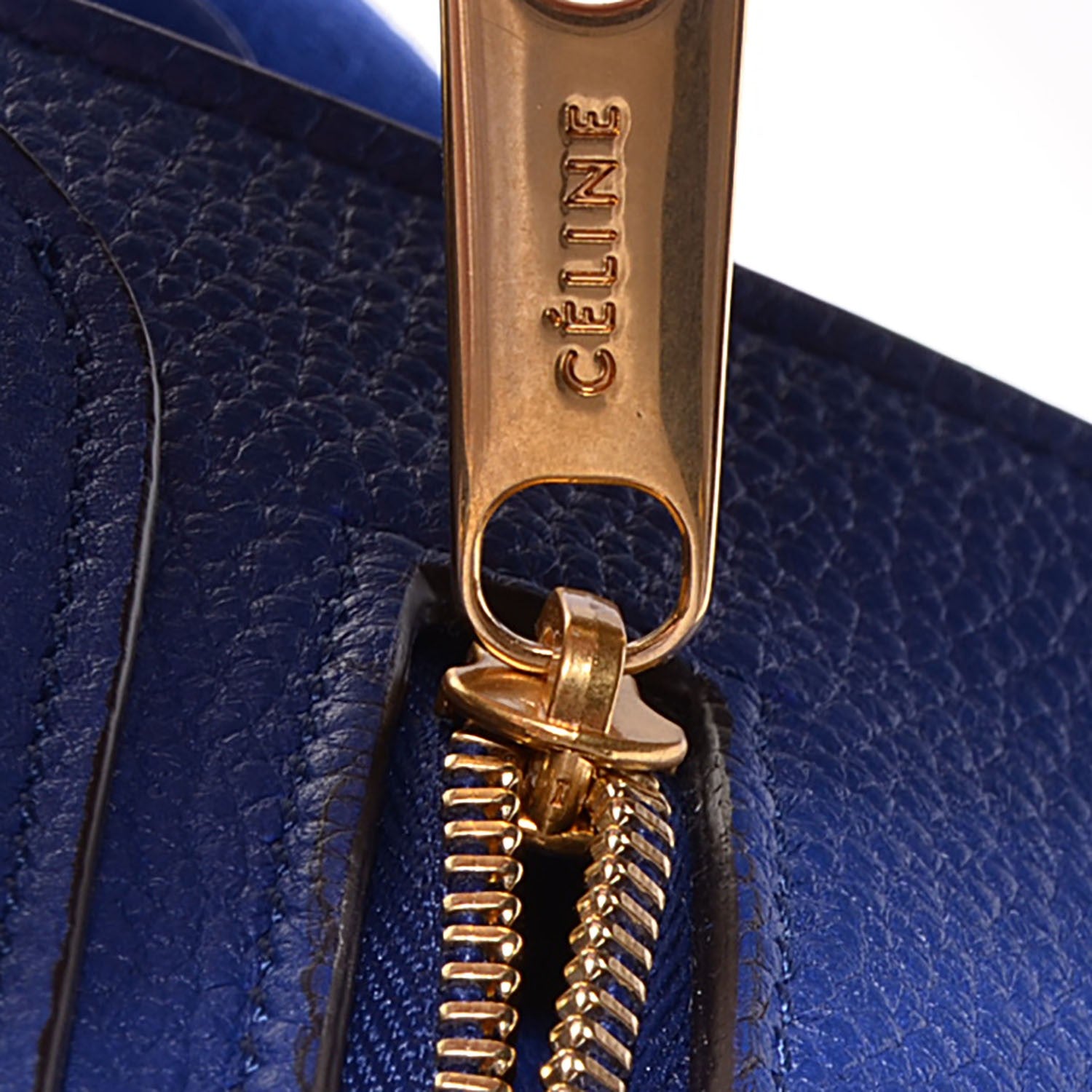 Celine Drummed Calfskin Suede Medium Trapeze Indigo 8 of 9