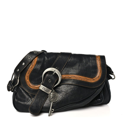 Christian Dior Calfskin Medium Gaucho Double Saddle Bag Black 1 of 10