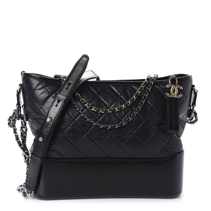 Chanel Aged Calfskin Quilted Medium Gabrielle Hobo Black 1 of 10