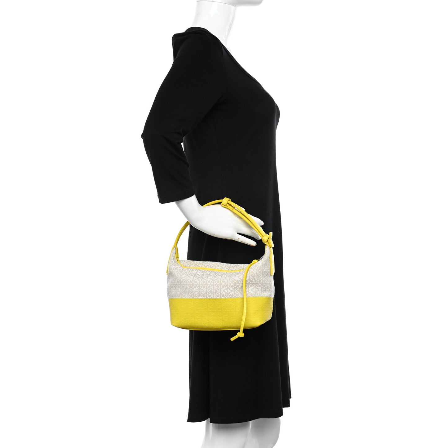 Jacquard Anagram Calfskin Small Cubi Bag Ecru Lemon