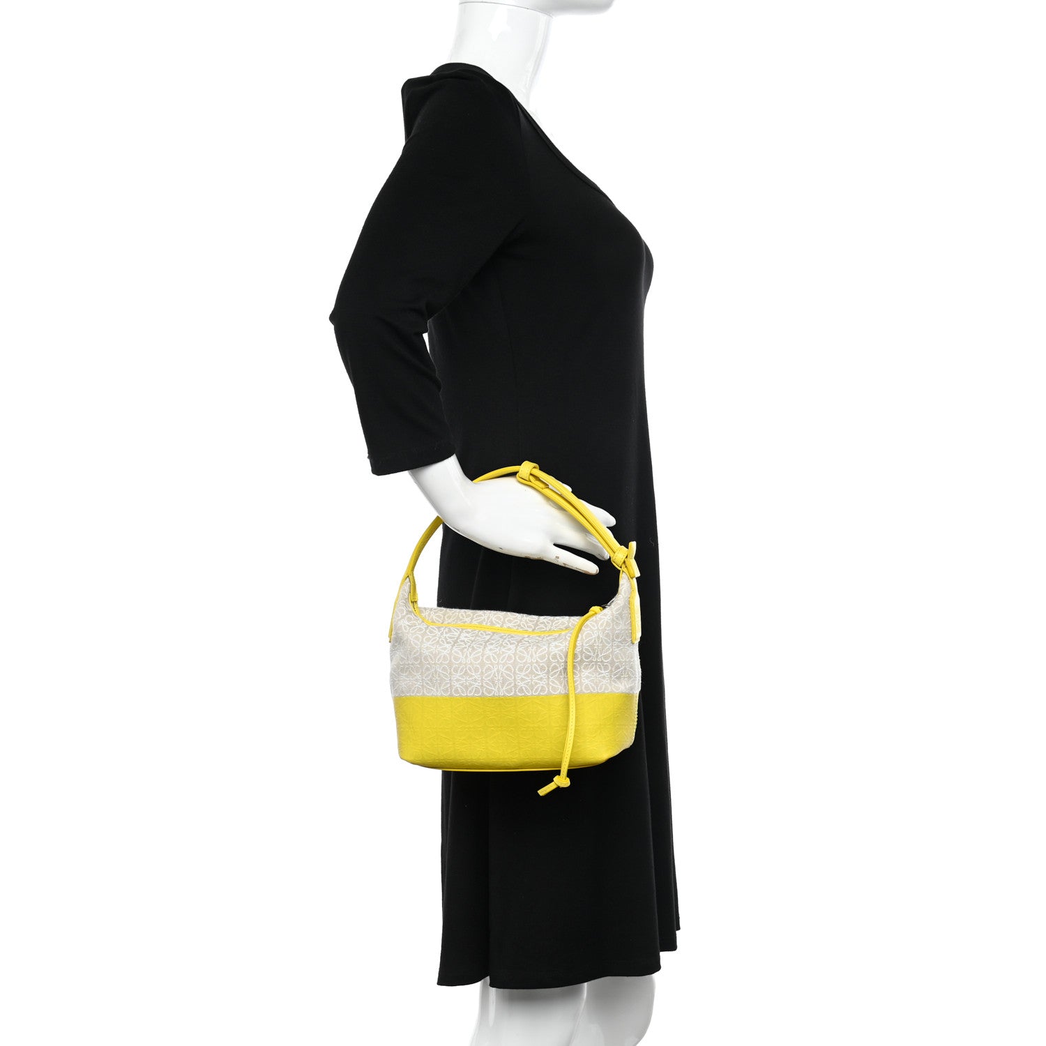 Loewe Jacquard Anagram Calfskin Small Cubi Bag Ecru Lemon 2 of 10