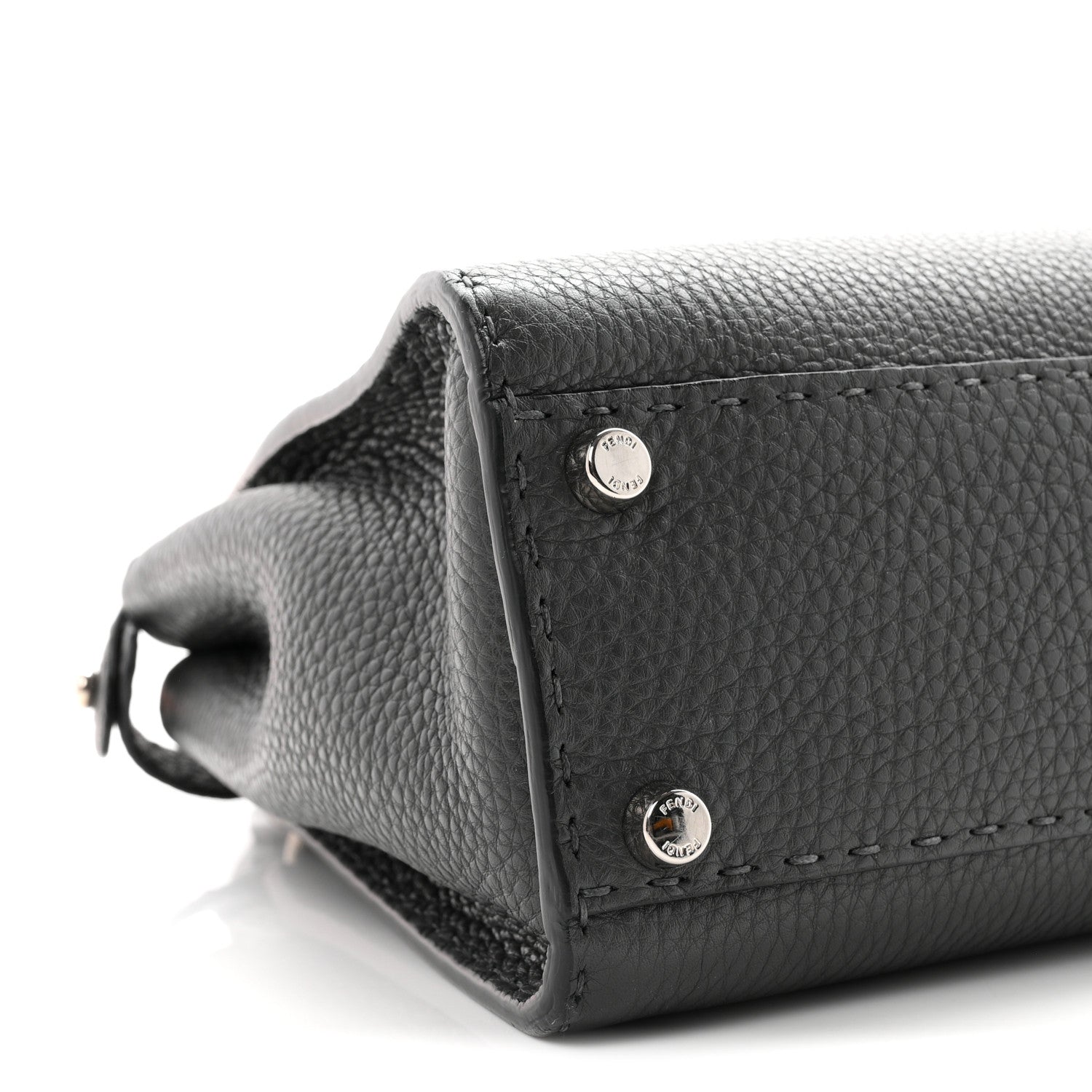 Fendi Cuoio Romano Selleria Bi-Color Medium Peekaboo Iconic Satchel Asfalto Latte 9 of 10