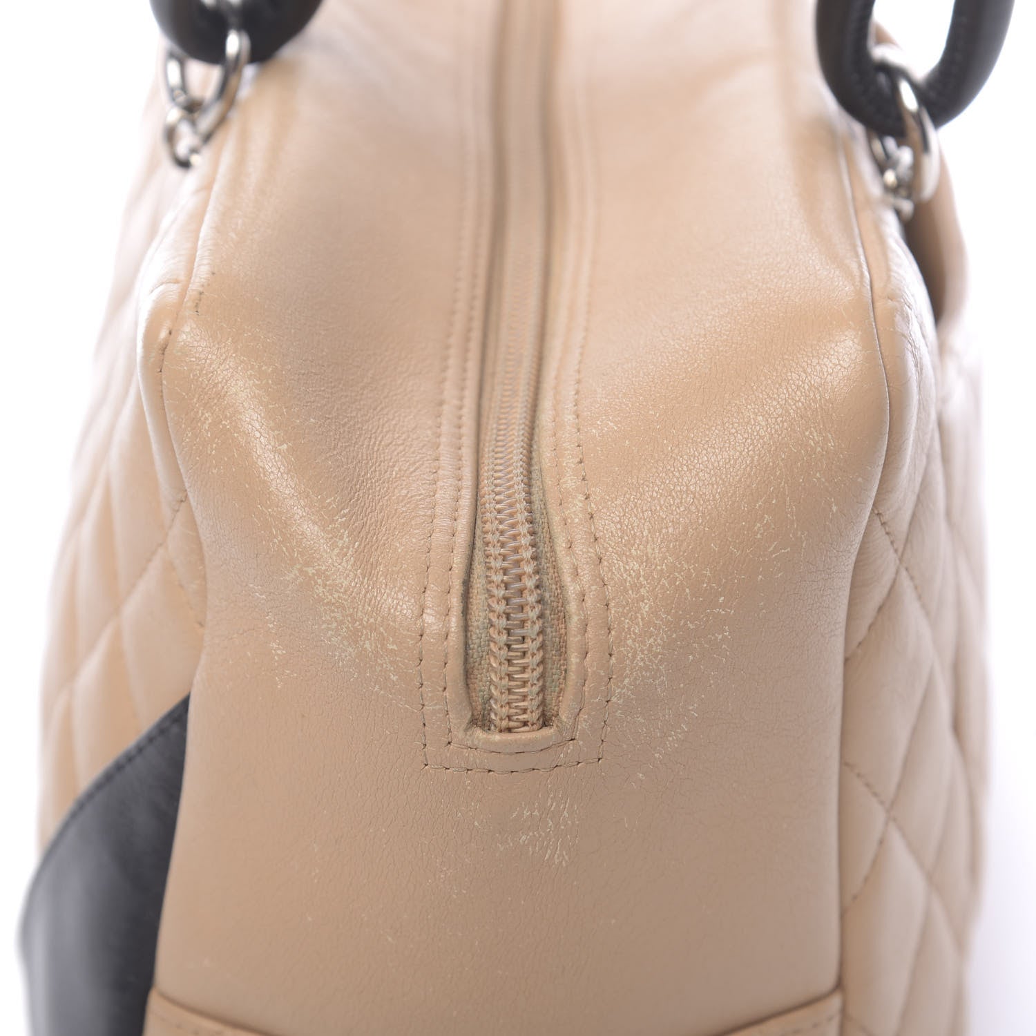 Chanel Calfskin Quilted Large Cambon Bowler Beige Black 15 of 18