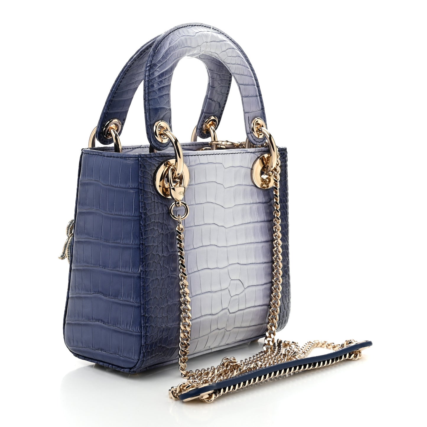 Crocodile Gradient Mini Lady Dior Dark Blue