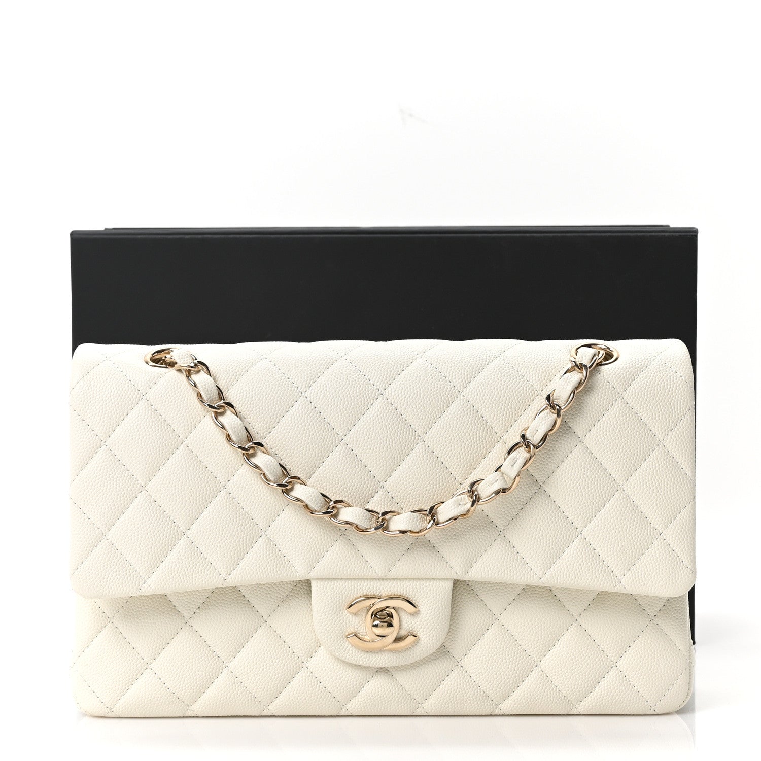 Chanel Caviar Quilted Medium Double Flap White 10 of 10