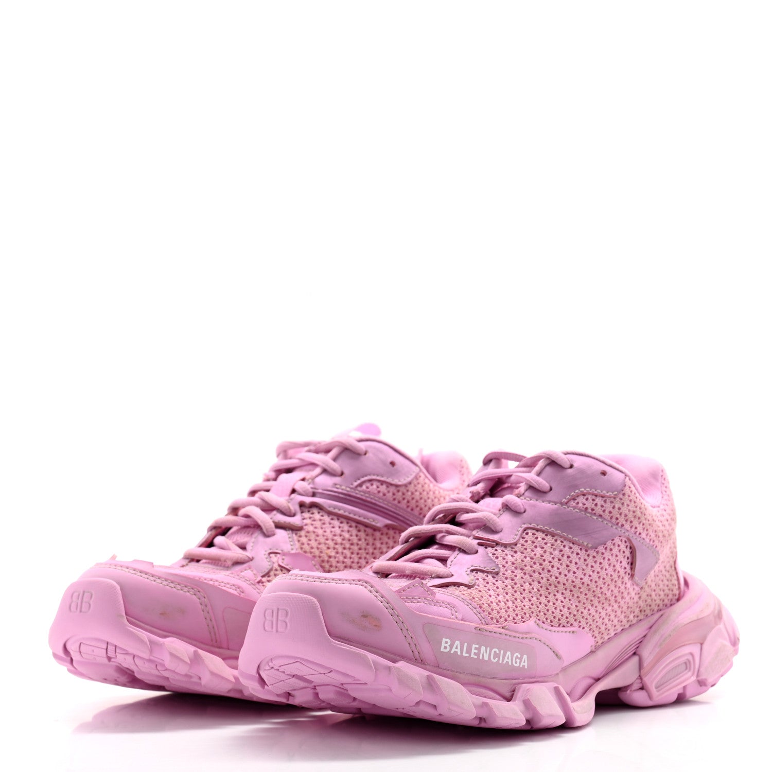Balenciaga Mesh Nylon Destroyed Womens Track.3 Sneakers 37 Pink White 3 of 12