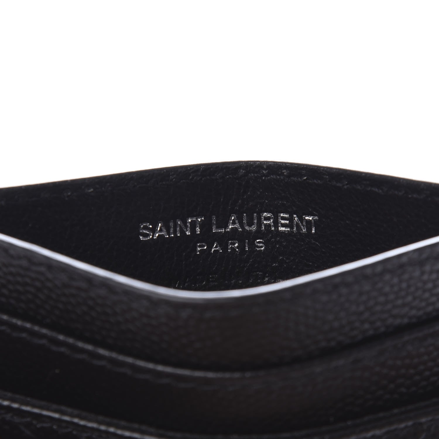Saint Laurent Grain De Poudre Matelasse Chevron Monogram Credit Card Case Black 6 of 8