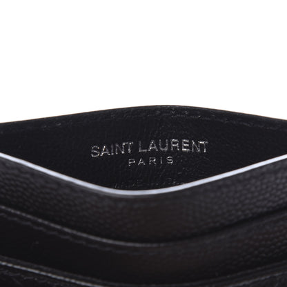 Saint Laurent Grain De Poudre Matelasse Chevron Monogram Credit Card Case Black 6 of 8
