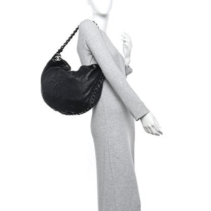 Chanel Calfskin Modern Chain Rhodoid Hobo Black 2 of 12