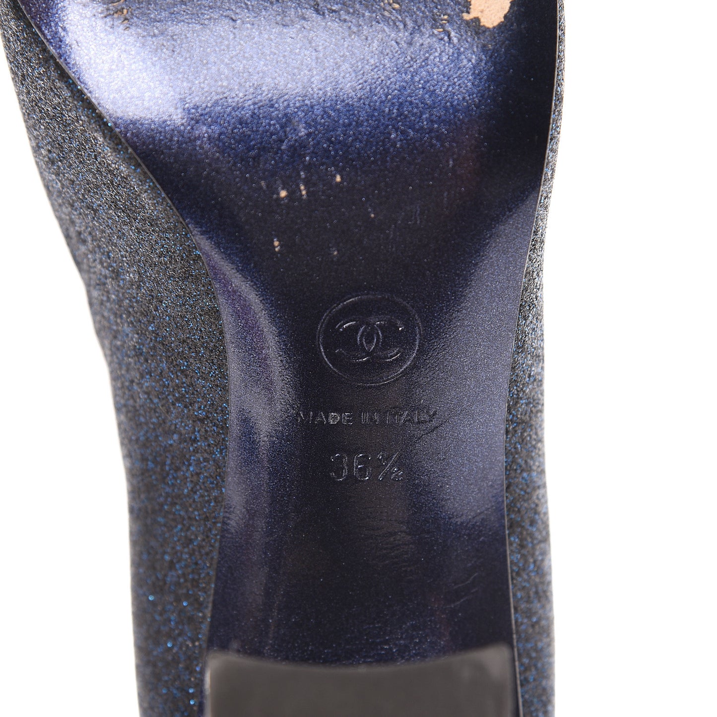 Glitter Grosgrain Cap Toe Logo Pumps 36.5 Blue