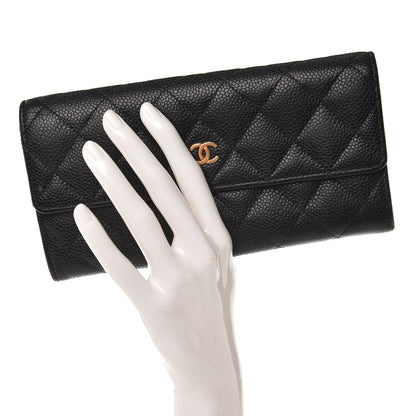Chanel Caviar Quilted Large Gusset Flap Wallet Black 2 of 14