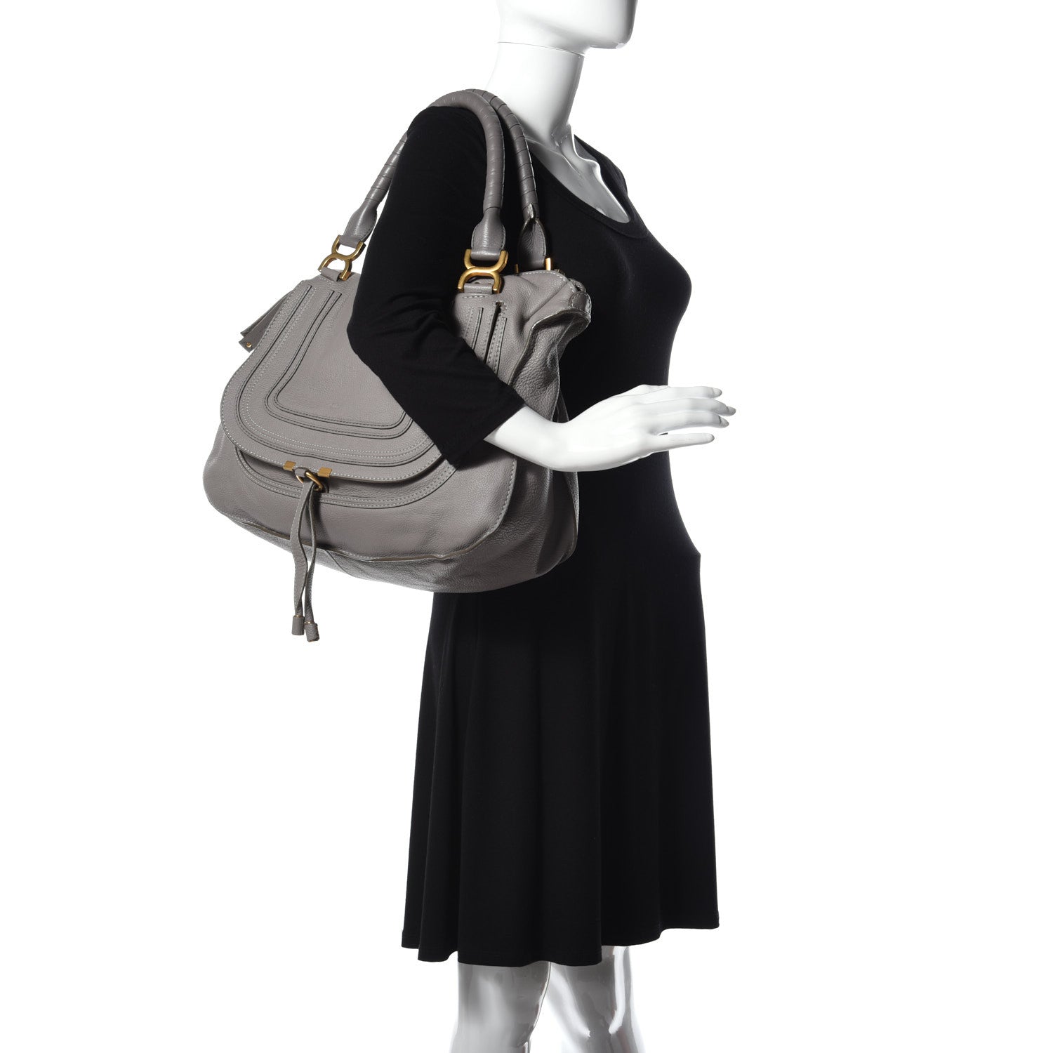 Chloe Calfskin Large Marcie Satchel Cashmere Grey 2 of 9