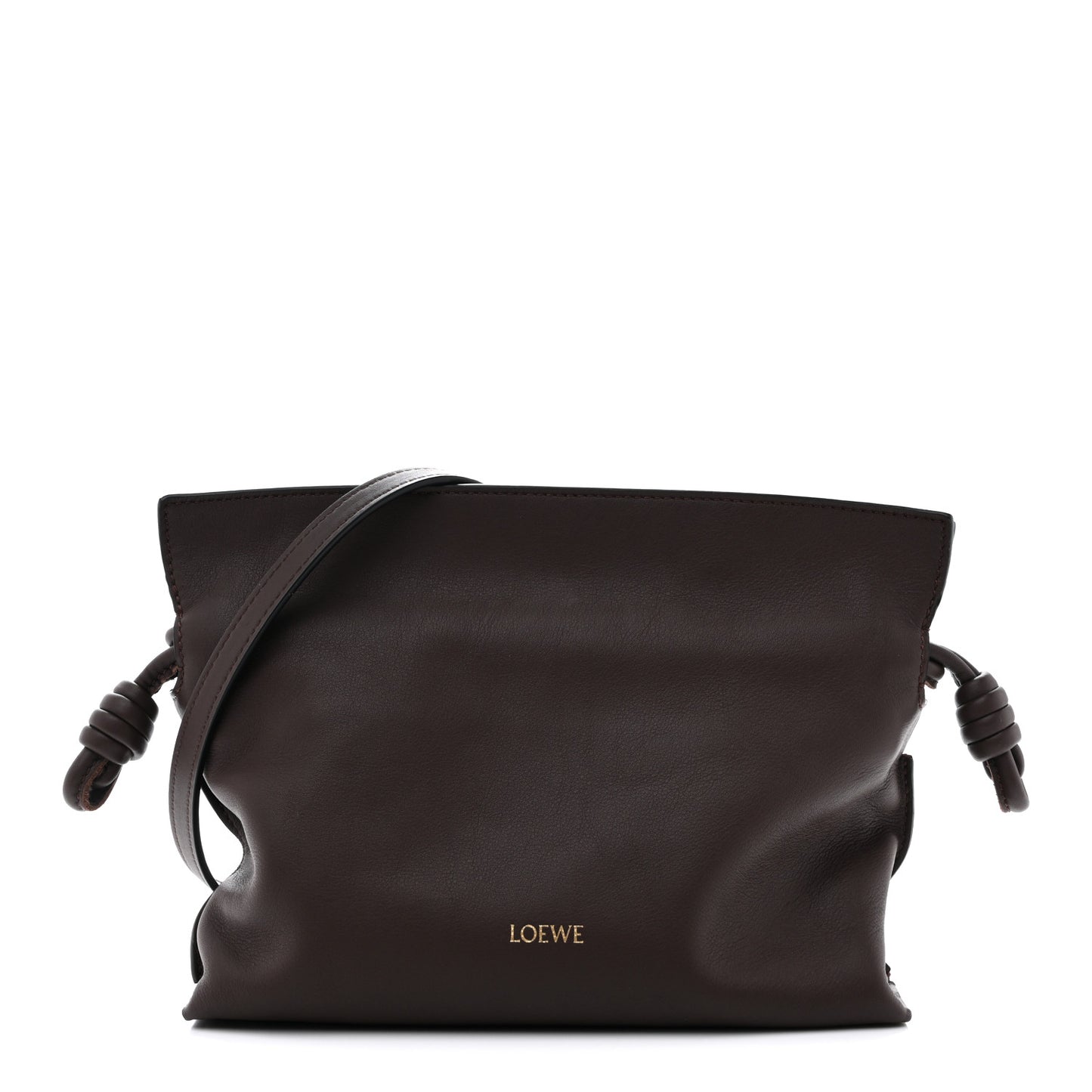 Calfskin Mini Flamenco Knot Clutch Chocolate