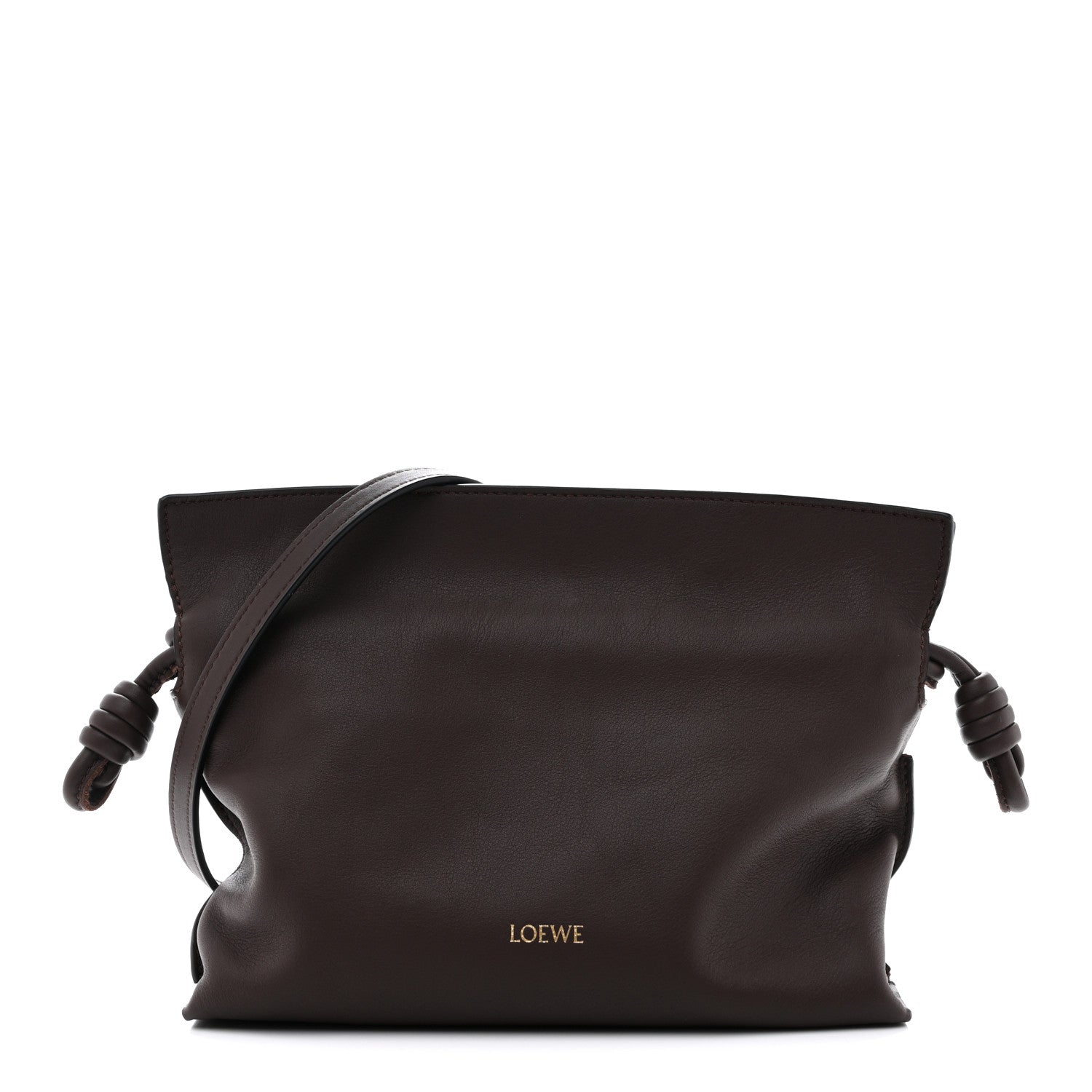 Loewe Calfskin Mini Flamenco Knot Clutch Chocolate 1 of 10