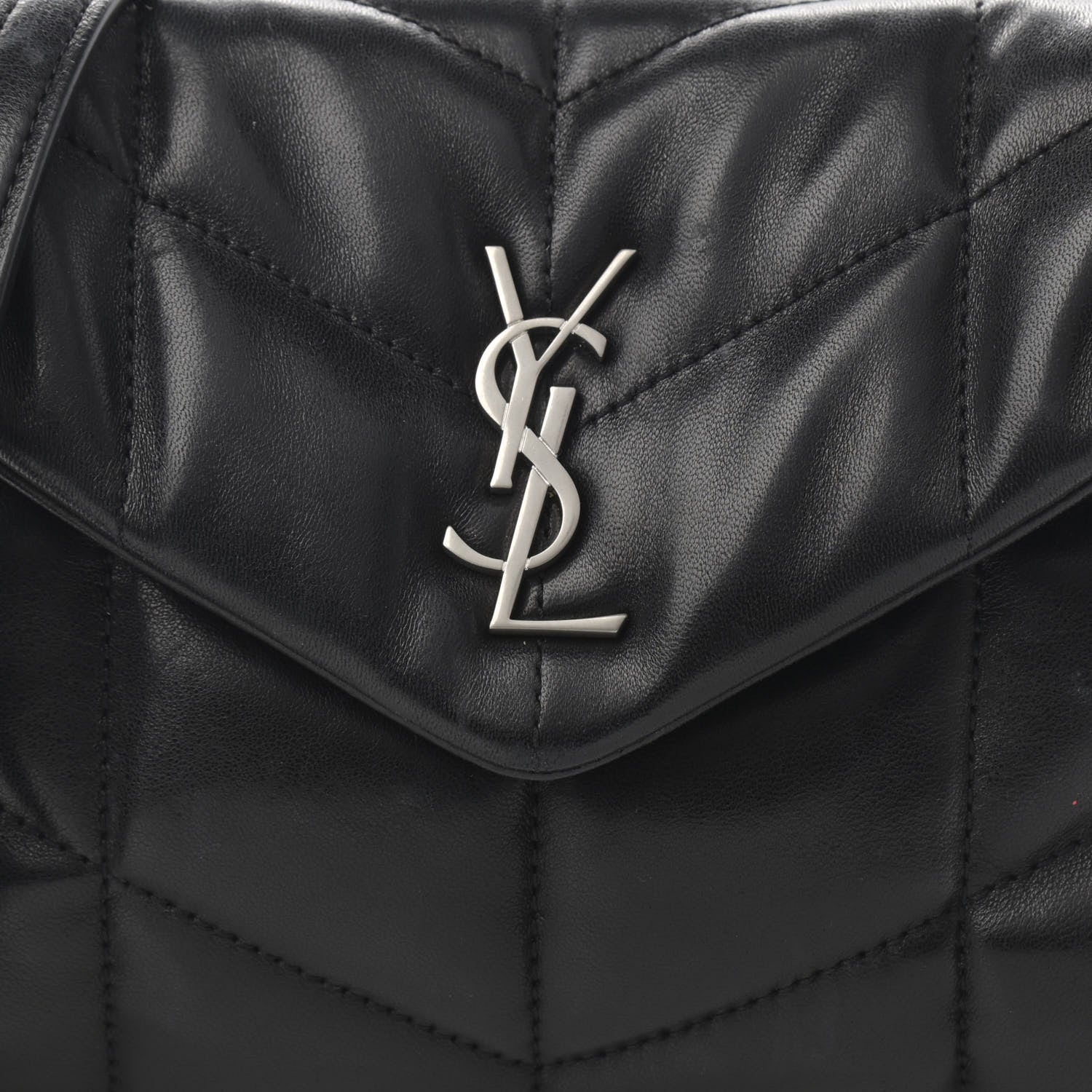 Saint Laurent Lambskin Quilted Toy Loulou Puffer Monogram Chain Satchel Black 9 of 16