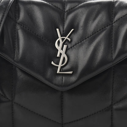 Saint Laurent Lambskin Quilted Toy Loulou Puffer Monogram Chain Satchel Black 9 of 16