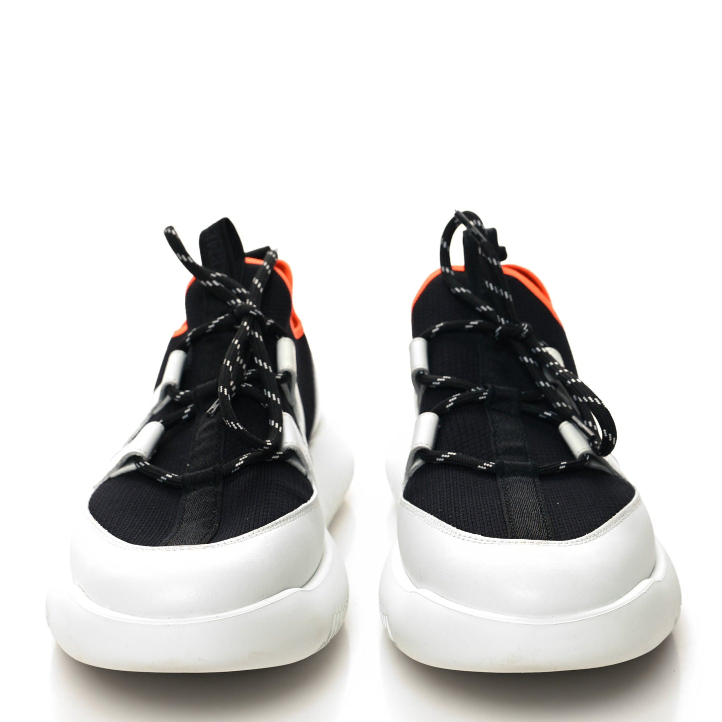 Technical Canvas Calfskin Womens Duel Sneakers 38 White Black