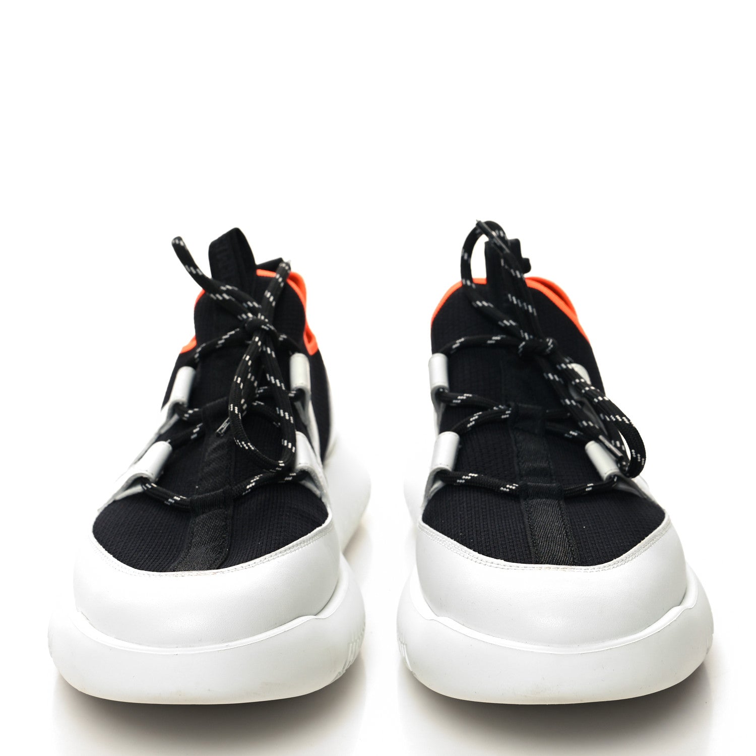 Hermes Technical Canvas Calfskin Womens Duel Sneakers 38 White Black 2 of 7