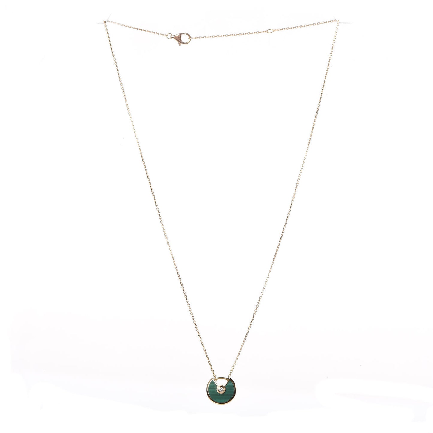 18K Yellow Gold Diamond Malachite XS Amulette de Cartier Pendant Necklace